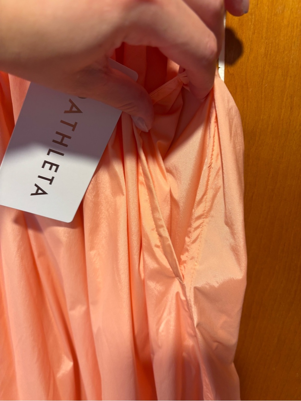 Athleta Light Coral Drawstring Bubble Hem Skirt Translucent Parachute Fabric - Picture 3 of 10